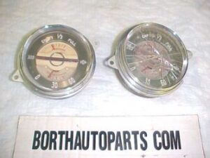 A 1940 Buick gauges for gas, fuel, oil, and pressure